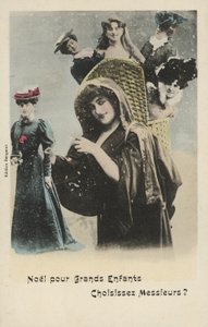 かごの中の女の子とクリスマスカード 作： French Photographer